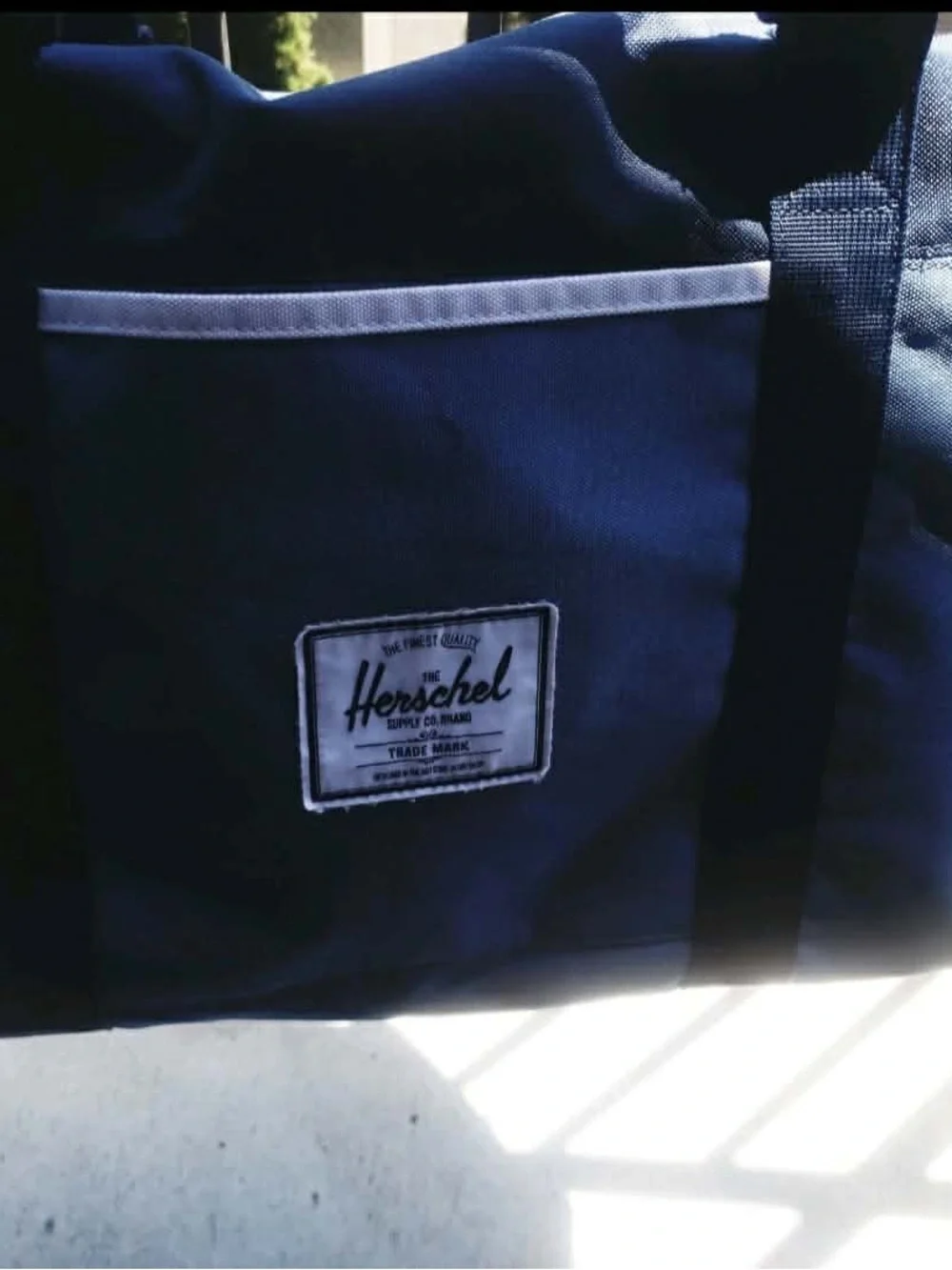 Herschel Supply Company Navy and White Duffel Bag with Logo Patch
